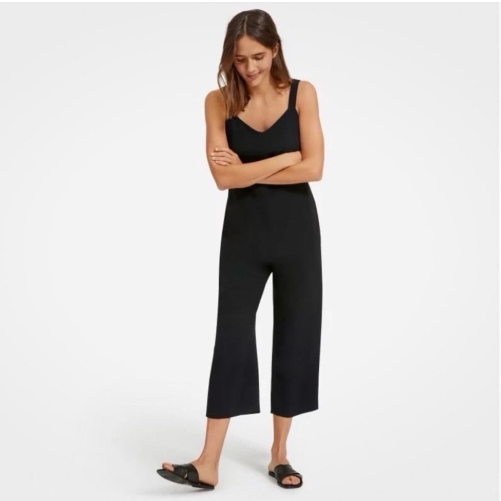 EVERLANE NWT Women Japanese GoWeave Vneck Wide Leg Crop Jumpsuit Minimalist Sz 4